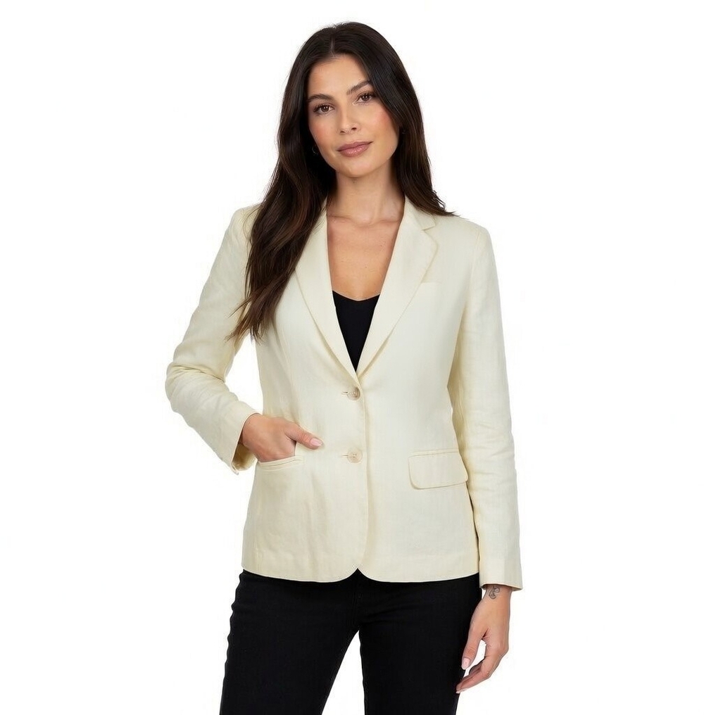 Banana Republic Yellow Linen Cotton Womens Dress Jacket Blazer 6 Excellent